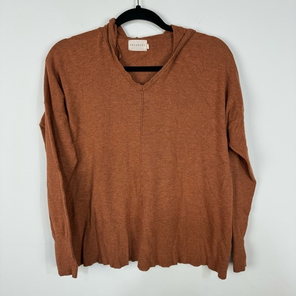 Dreamers Brown Hooded Lightweight Sweater Boho Fall Winter Casual Neutral - Picture 1 of 4